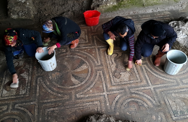 Binlerce yıllık mozaikte turp figürüne rastlandı