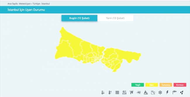 Renkli kodlu ilk meteorolojik uyarı Marmara ve Kuzey Ege için yapıldı