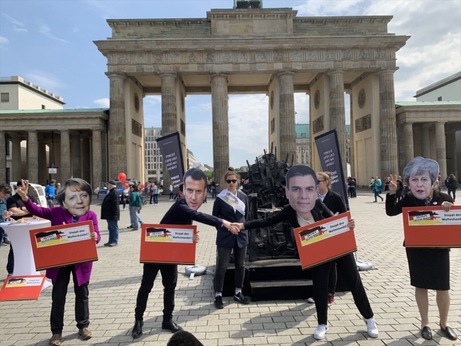 Yemen'deki savaş için silah satan AB ülkeleri Almanya'da protesto edildi