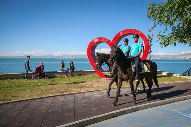 Van Gölü'nün sahillerini atlı birlikler koruyor