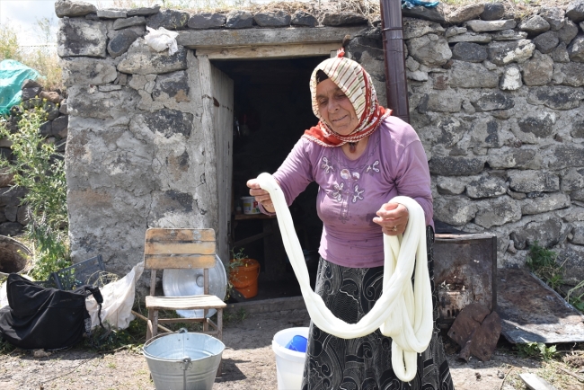 Kars yaylalarında "çeçil peyniri" hazırlığı