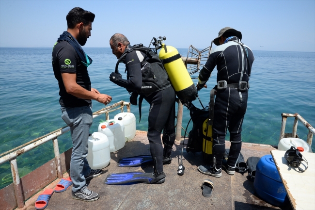 Van Gölü'ndeki batık gemi için dalış yaptılar