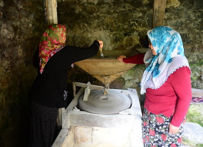 Yedideğirmenler'de mısır unu mesaisi