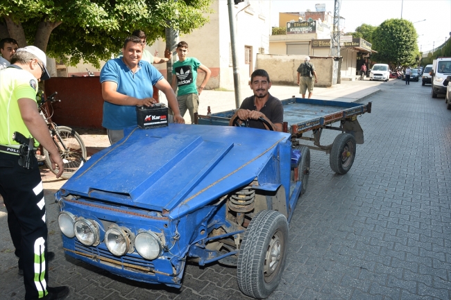 At arabası görünümlü otomobil trafik denetimine takıldı