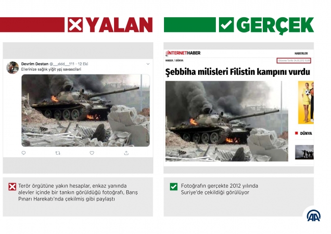 Barış Pınarı Harekatı aleyhine "yanan askeri araç" fotoğraflarıyla manipülasyon