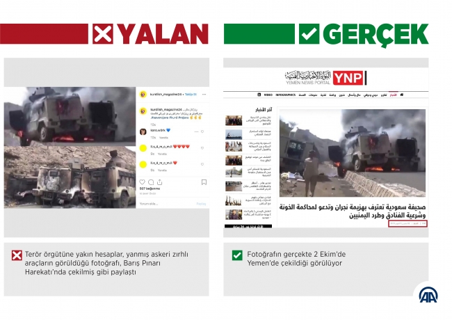 Barış Pınarı Harekatı aleyhine "yanan askeri araç" fotoğraflarıyla manipülasyon