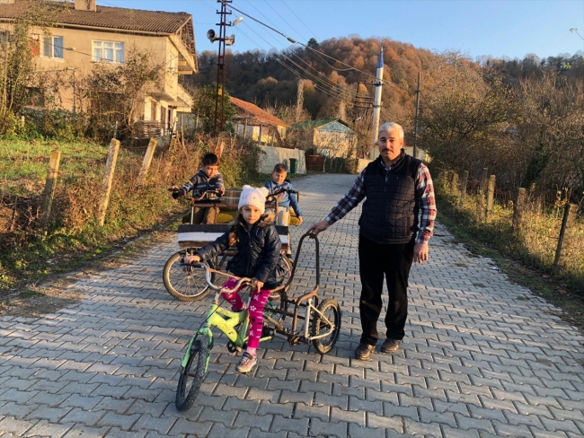 Atık malzemelerden bisiklet yapan imam çocukları sevindiriyor