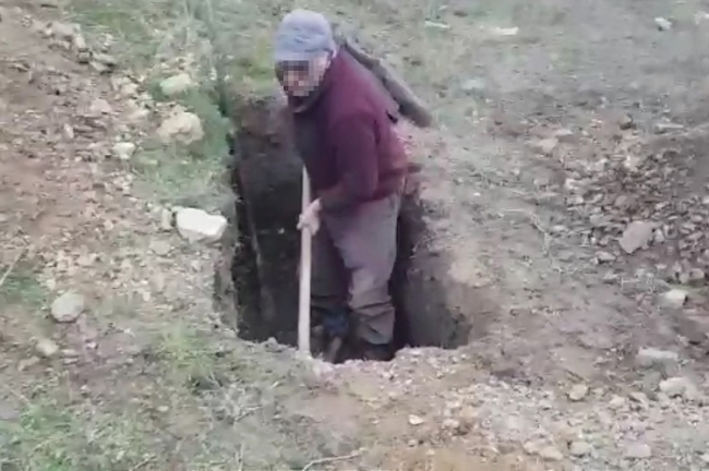 Jandarmaya ait drone'u taşlayan defineci yakalandı