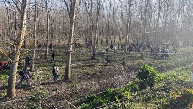 Düzensiz göçmenler tel çitleri keserek Yunanistan'a geçti
