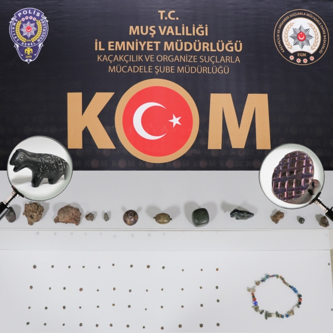 Muş'ta 64 parça tarihi eser ele geçirildi