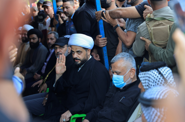 Asaib Ehlil Hak lideri Kays Hazali ve Bedir Örgütü lideri Hadi el-Amiri. Fotoğraf: Reuters