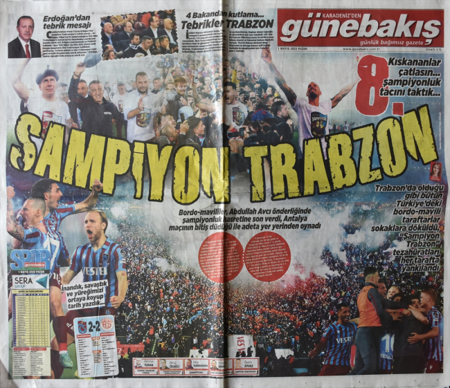 Trabzonspor'un şampiyonluğunun yerel basında yankıları