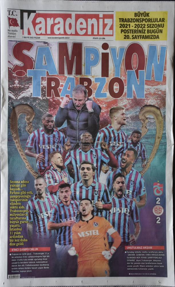 Trabzonspor'un şampiyonluğunun yerel basında yankıları