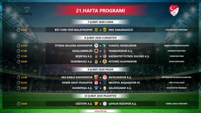 Süper Lig'de 5 haftalık program belli oldu