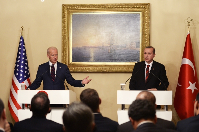 ABD Başkanı Biden ve Cumhurbaşkanı Erdoğan görüşmesinden bir kare. Foto: Getty Images