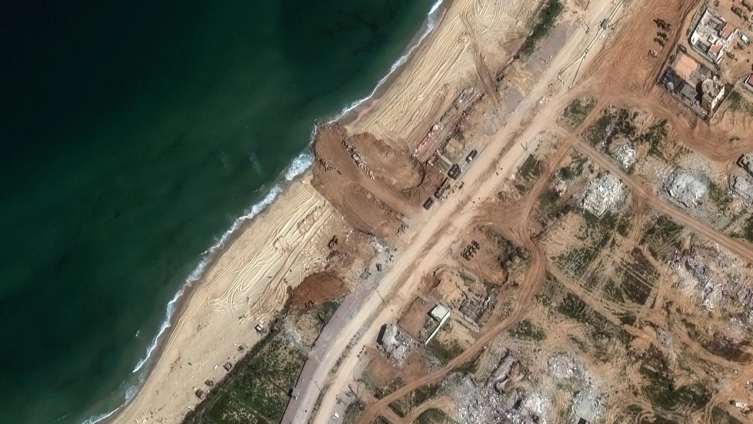 ABD’nin Gazze Şeridi’nin kıyısına inşa etmeye başladığı liman uzaydan görüntülendi. 