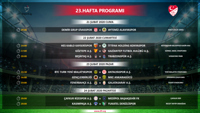 Süper Lig'de 5 haftalık program belli oldu