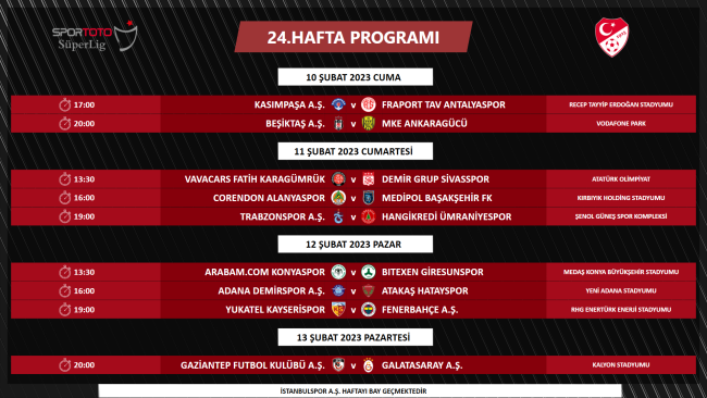 Süper Lig'in 7 haftalık maç programı açıklandı