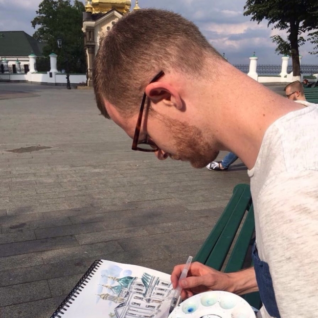 Avrupa manzaraları onun renkli eskizlerinde