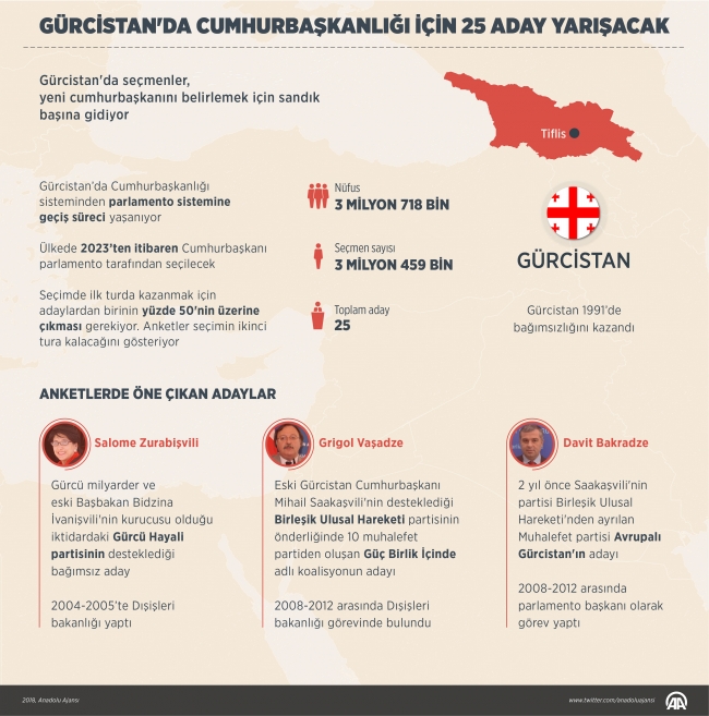 Gürcistan'da cumhurbaşkanlığı seçimi için halk sandık başında