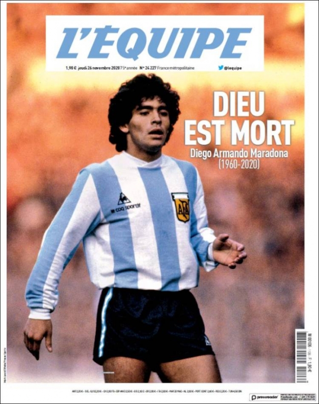 Maradona'nın vefatı dünya basınında geniş yer buldu