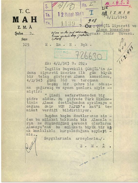 MİT, İnönü ile Churchill'in görüşmesine ilişkin tarihi belgeyi paylaştı