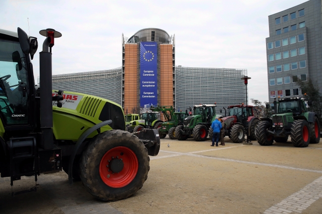 Brüksel'de çiftçiler AB'nin tarım ve hayvancılık politikalarını protesto etti