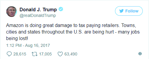 Trump'ın tweeti Amazon'a 6 milyar dolara mal oldu