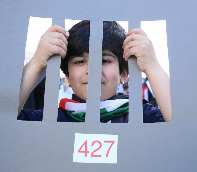 Brüksel'de Filistinli mahkumlara destek gösterisi