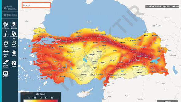 Türkiye'nin yenilenen deprem haritası elektronik ortamda