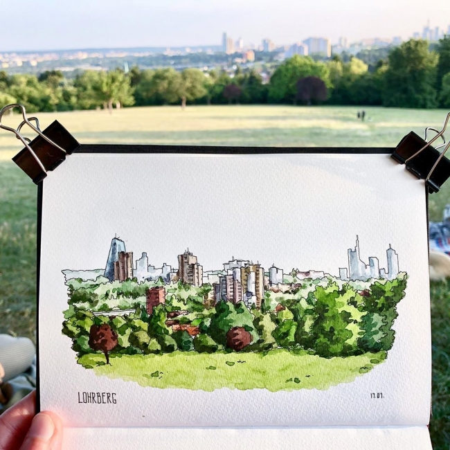 Avrupa manzaraları onun renkli eskizlerinde