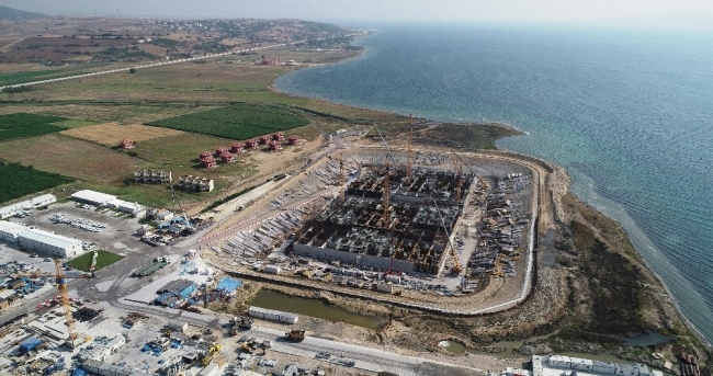 1915 Çanakkale Köprüsü'ndeki çalışmalar havadan görüntülendi