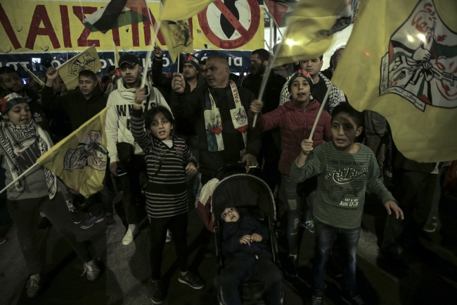 Yunanistan'da ABD'nin Kudüs kararı protesto edildi