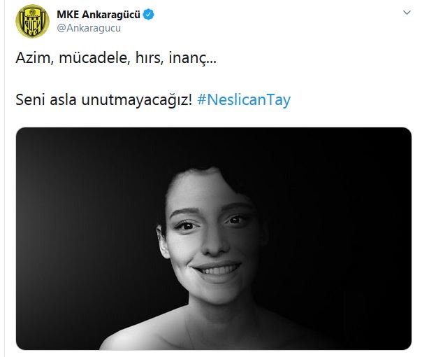 Kulüplerden Neslican Tay'a veda mesajı