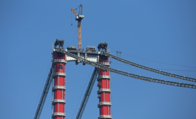 1915 Çanakkale Köprüsü'nde 3. tabliye montajı başladı