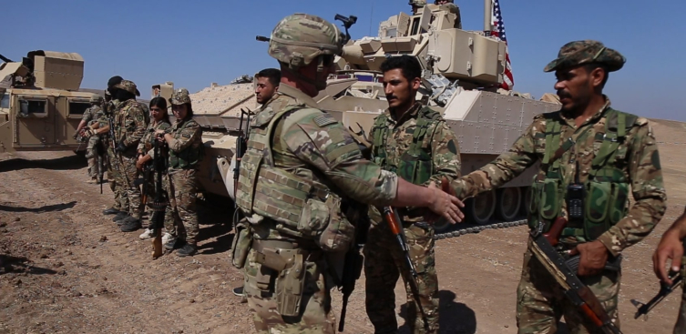 ABD ordusu ile PKK/YPG'li teröristlerin Kamışlı'da tatbikatı | Fotoğraf: AA
