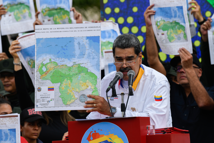 Venezuela Devlet Başkanı Nicolas Maduro, son açıklamasında Guyana ile gerilimi diyalog yoluyla çözmek istediklerini söyledi. Fotoğraf: AA