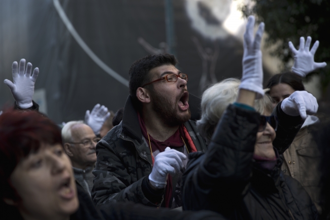 Yunanistan'da işaret diliyle hükümet protestosu