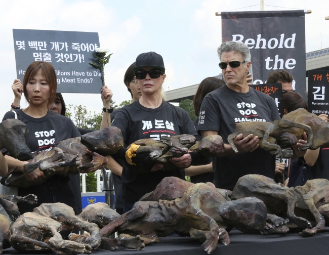 Güney Kore'de köpek eti yanlıları ile karşıtları gösteri yaptı