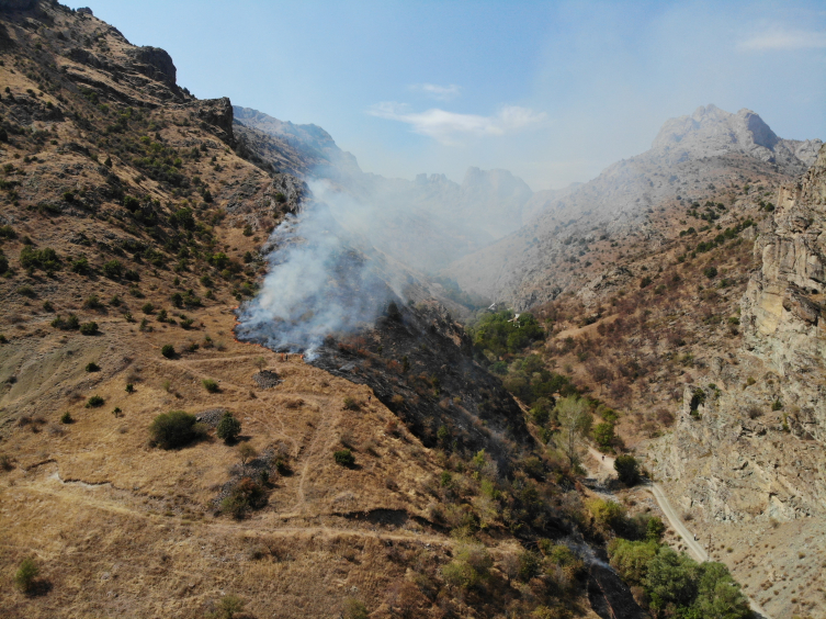 Çöpleri yakmak isterken 2 hektarlık alan küle döndü