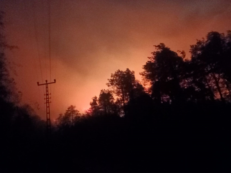 Trabzon'da fırtına sonrası yangın