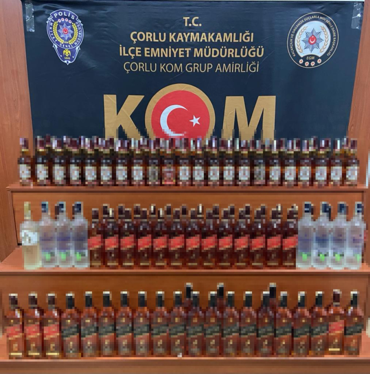 Tekirdağ'da 143 şişe kaçak içki ele geçirildi