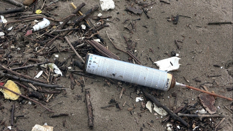 Karadeniz'e sürüklenen çöpler İnkumu sahiline vurdu