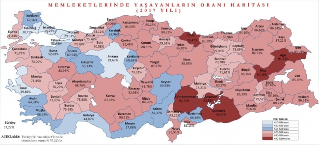 Türkiye’nin yüzde 57'si memleketinde yaşıyor