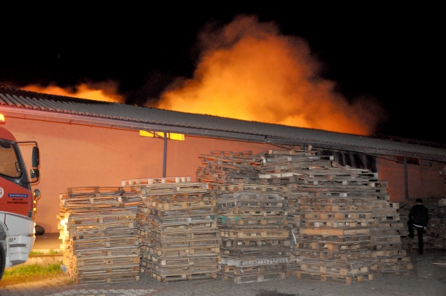 Bursa'da palet fabrikasında yangın