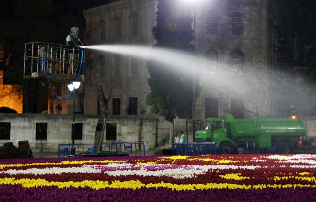 Dünyanın en büyük lale halısı havadan görüntülendi