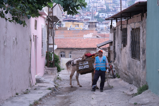 Hatay'da çöpler atlarla toplanıyor