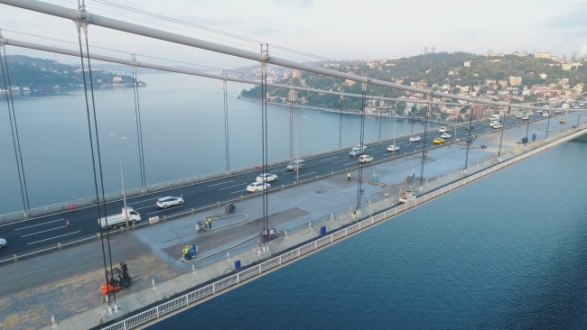 FSM Köprüsü'ndeki çalışmalar havadan görüntülendi
