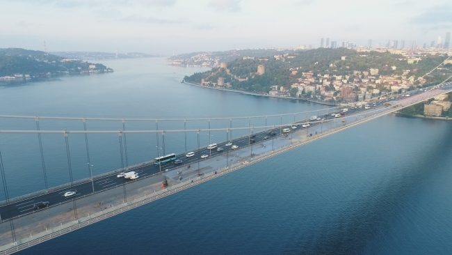 FSM Köprüsü'ndeki çalışmalar havadan görüntülendi