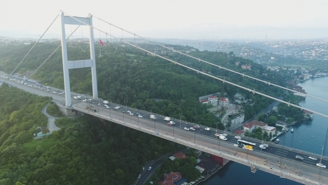 FSM Köprüsü'ndeki çalışmalar havadan görüntülendi